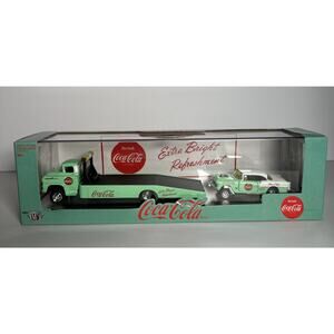 M2 Machines Auto Hauler TW11 COCA COLA 1958 CHEVY SPARTAN & 1955 BEL AIR GASSER
